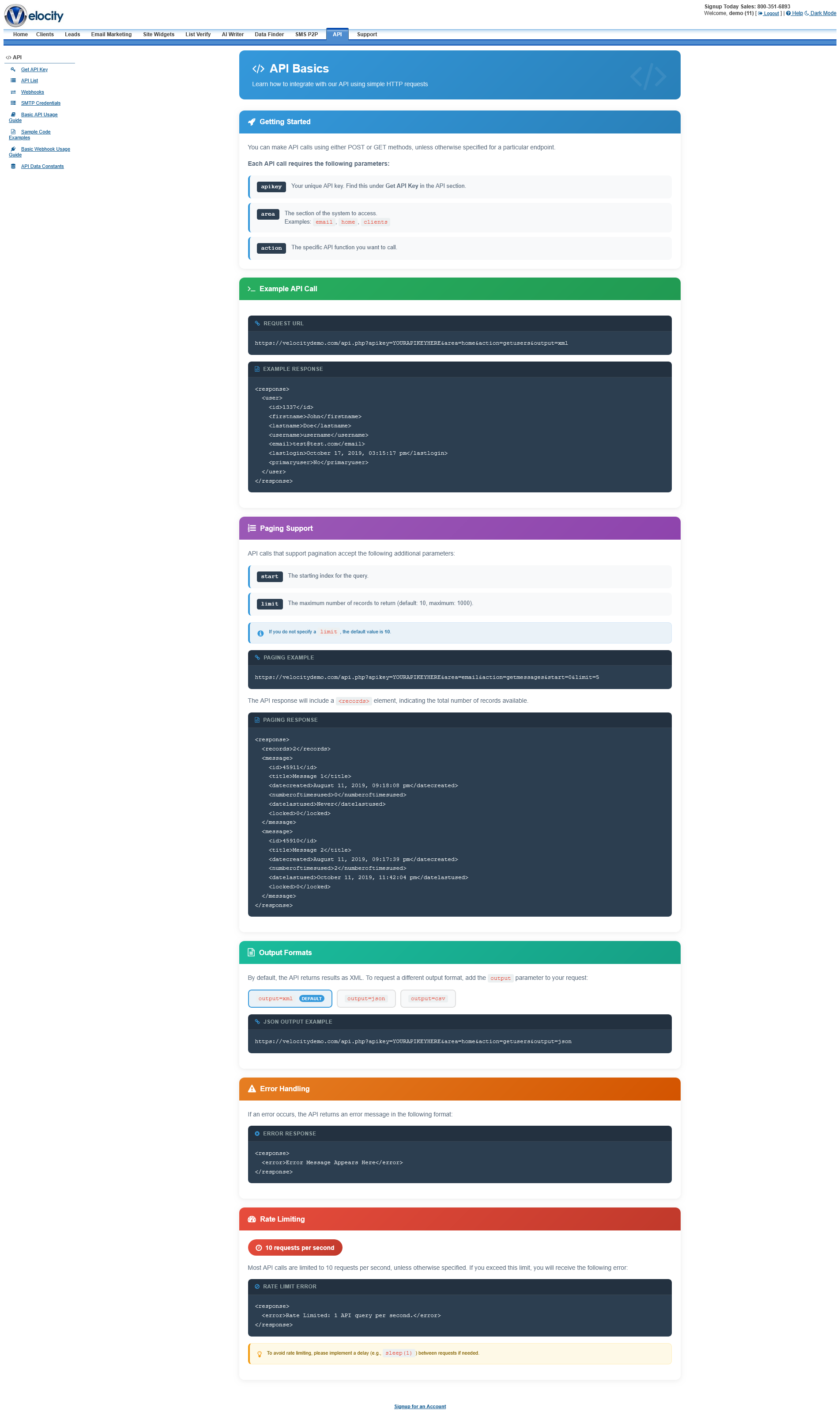 Velocity Email Marketing API