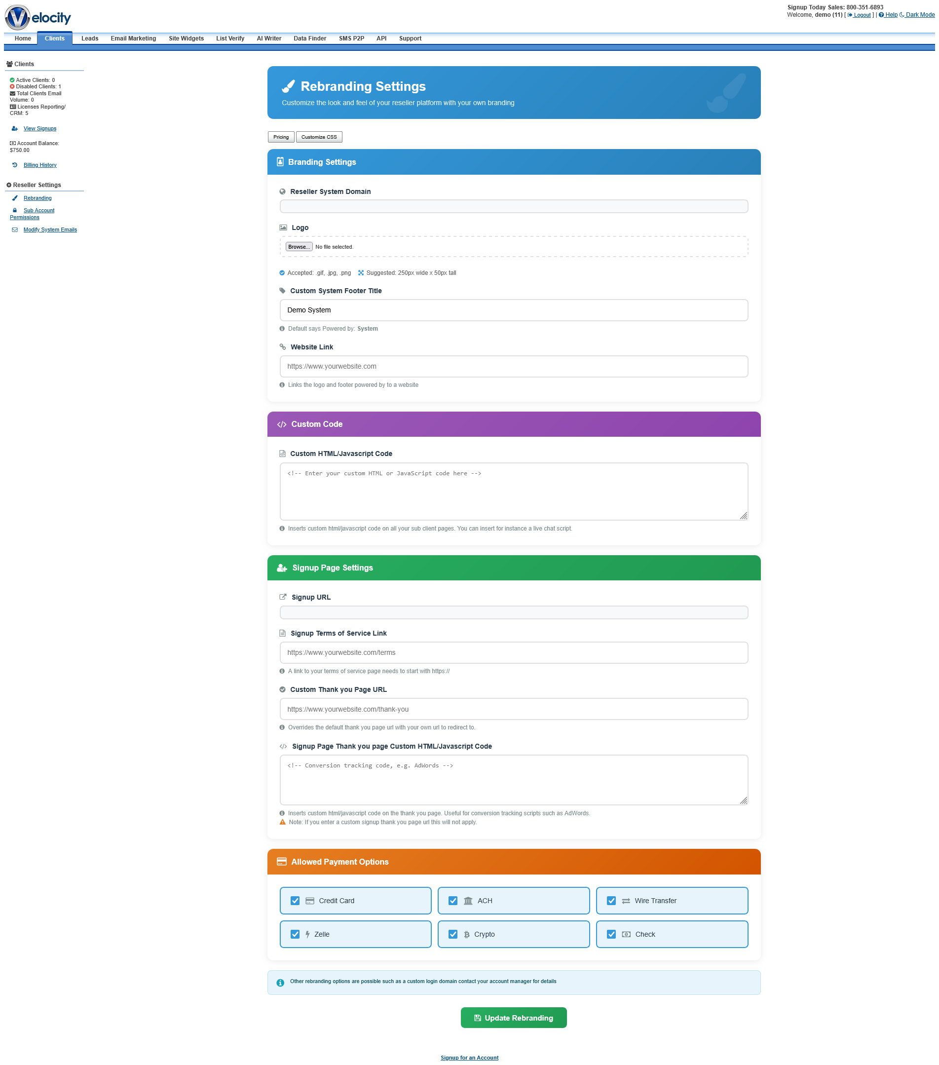 Whitelabel Client Management